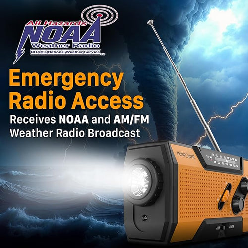 7400mWh Solar Emergency Radio & Power Bank – Hand Crank, SOS Alarm & Flashlight