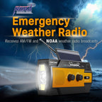 14800mWh Solar Emergency Radio & Power Bank – Hand Crank, SOS Alarm & Flashlight
