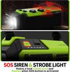 19240mWh Solar Emergency Radio & Power Bank – Hand Crank, SOS Alarm & Flashlight