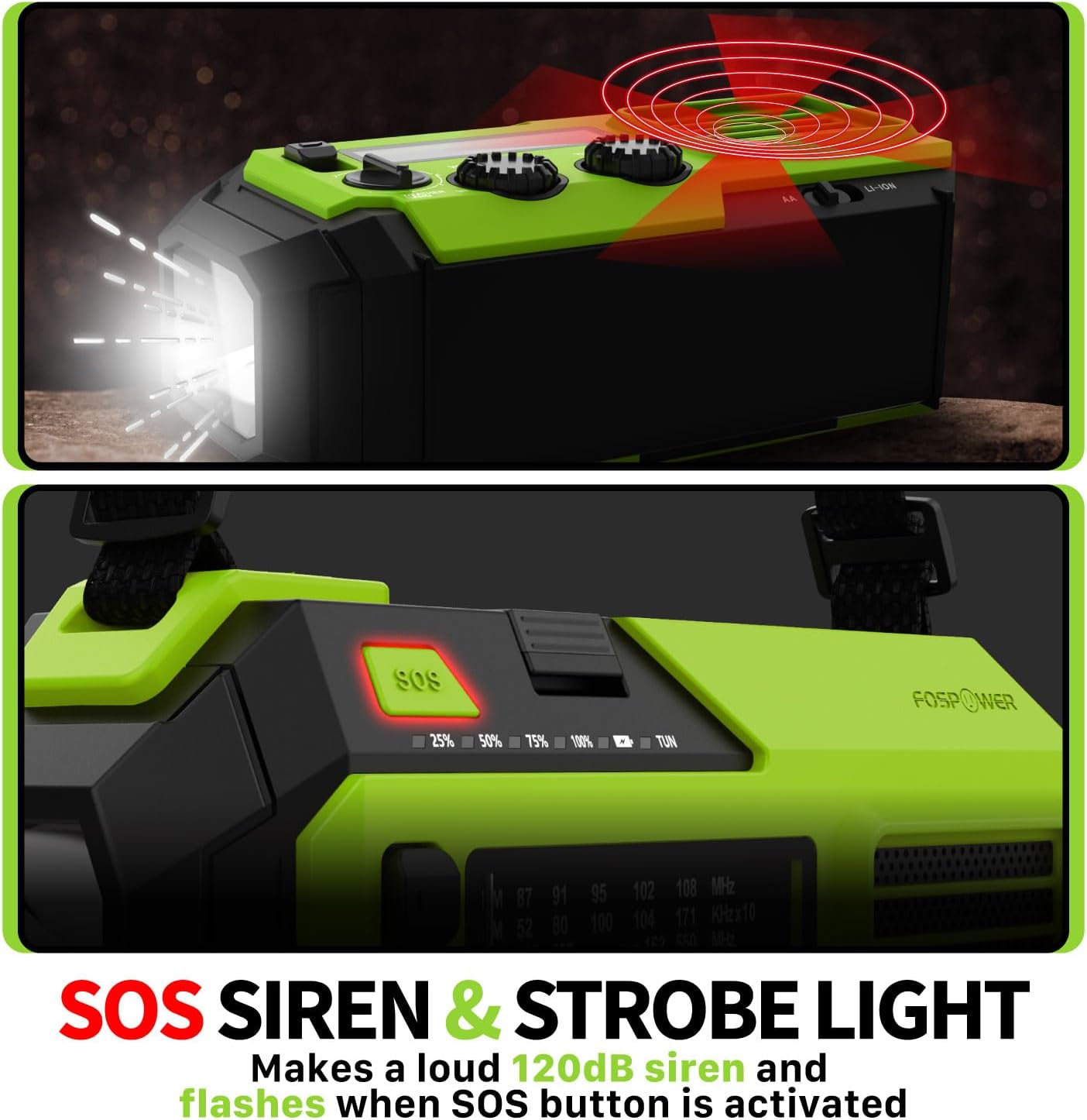 19240mWh Solar Emergency Radio & Power Bank – Hand Crank, SOS Alarm & Flashlight