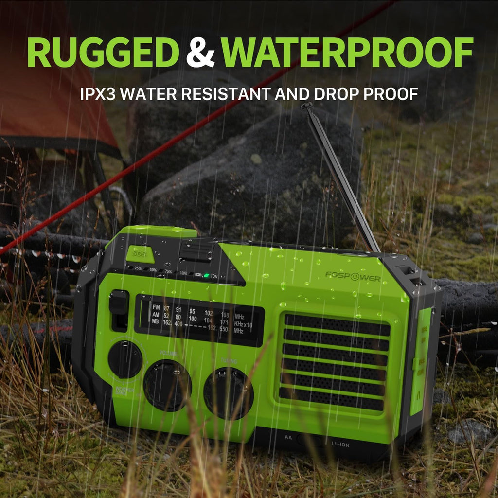 19240mWh Solar Emergency Radio & Power Bank – Hand Crank, SOS Alarm & Flashlight