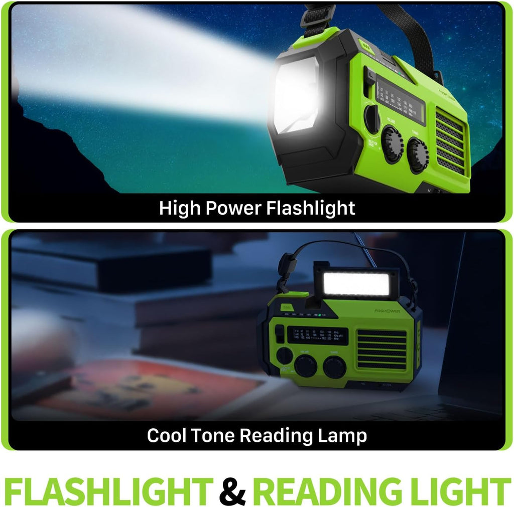 19240mWh Solar Emergency Radio & Power Bank – Hand Crank, SOS Alarm & Flashlight
